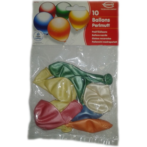 Набор из 10 разноцветных шариков с перламутром  